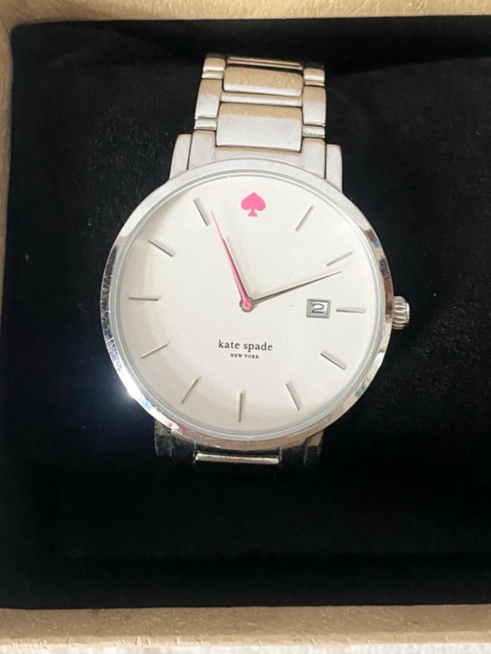 kate spade Silver Watch with Pink Accents